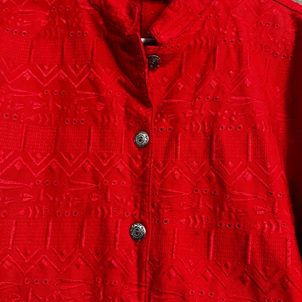 Chico's Vibrant Red Textured Blazer - Picture 7 of 7